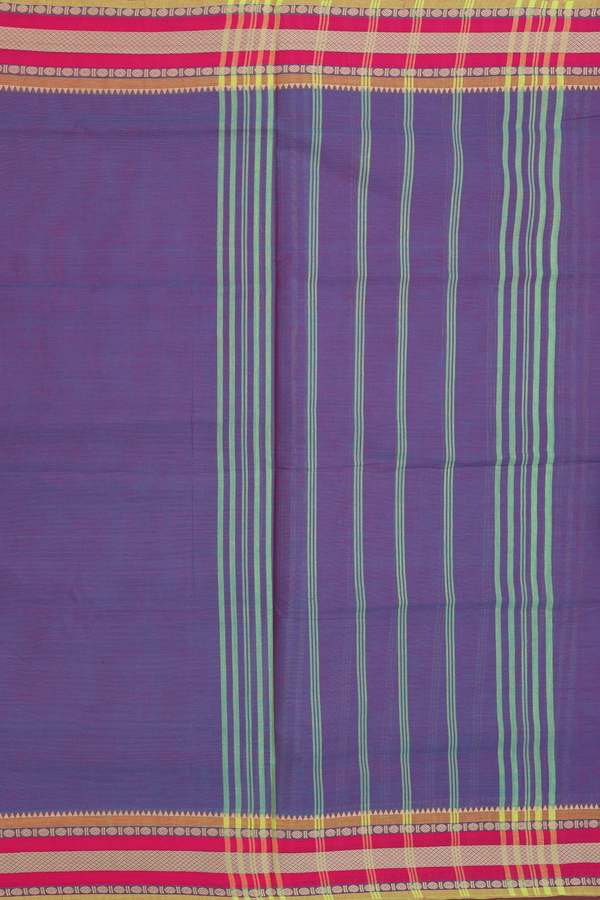 Nine Yards Cotton Saree In Dual Tone With Threadwork Border