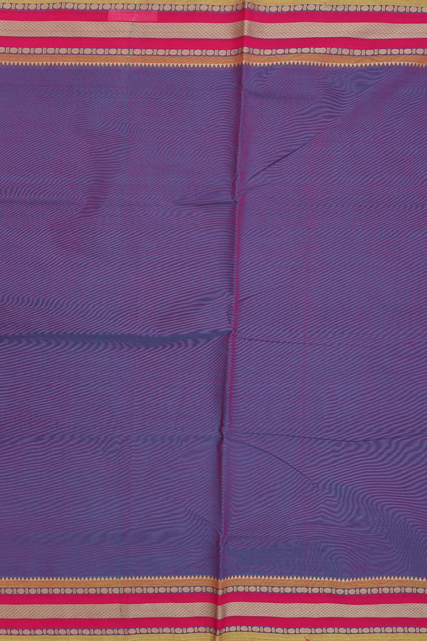 Nine Yards Cotton Saree In Dual Tone With Threadwork Border