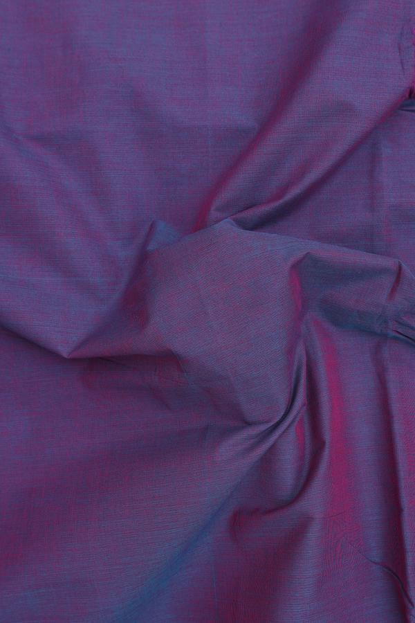 Nine Yards Cotton Saree In Dual Tone With Threadwork Border