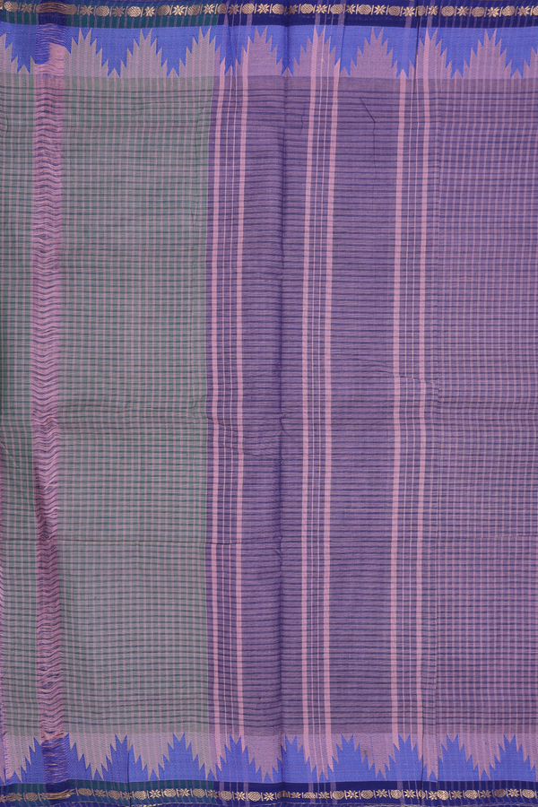 Nine Yards Cotton Saree In Dusty Purple With Checks Design