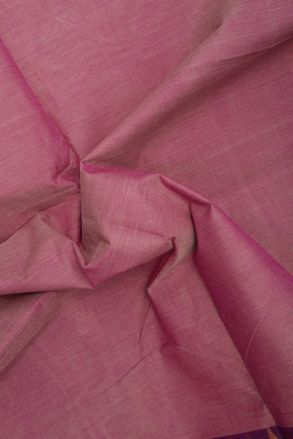Nine Yards Cotton Saree In Dusty Purple With Contrast Border