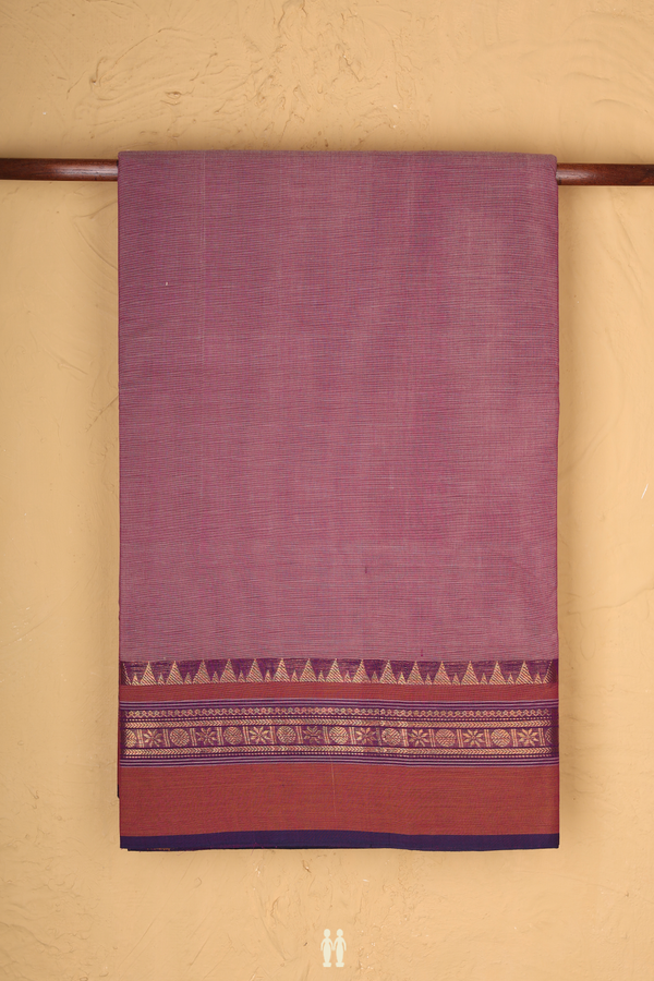 Nine Yards Cotton Saree In Dusty Purple With Contrast Border