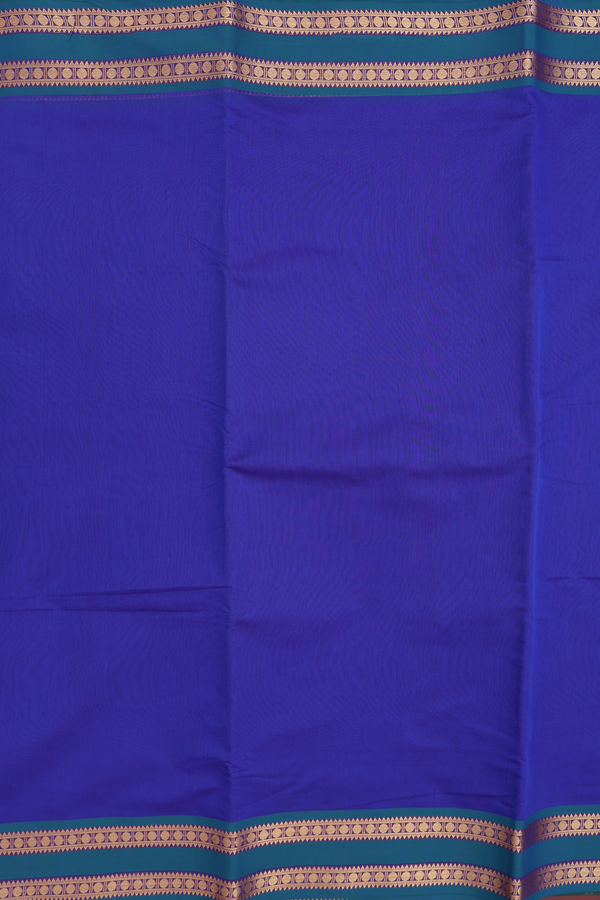 Nine Yards Cotton Saree In Indigo Blue With Rudraksh Border