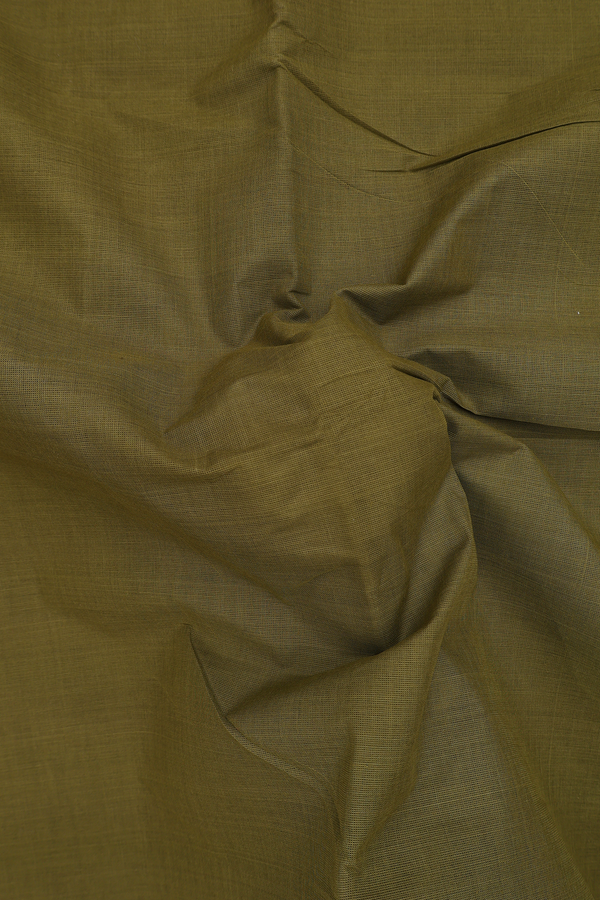 Nine Yards Cotton Saree In Mehendi Green With Zari Border