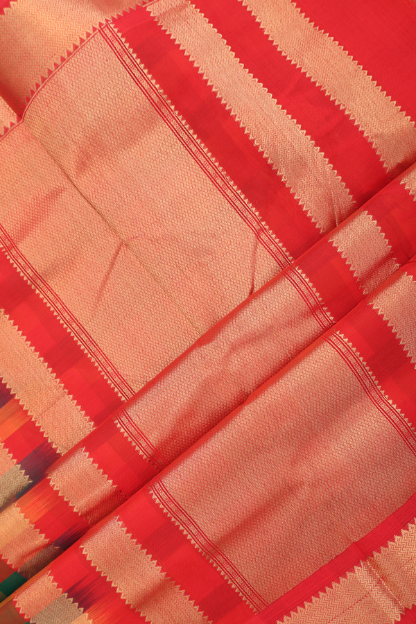 Nine Yards Silk Cotton Saree Multicolor With Checks Design