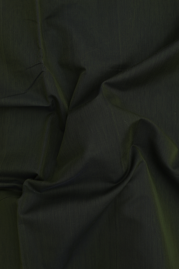 Nine Yards Silk Cotton Saree Olive Green With Rudraksh Border