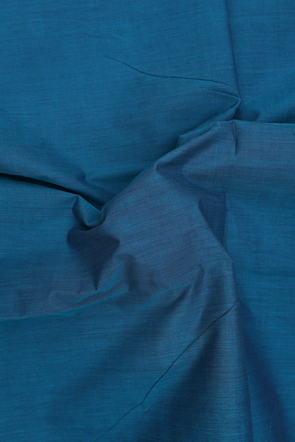 Nine Yards Cotton Saree In Teal Blue With Zari Border