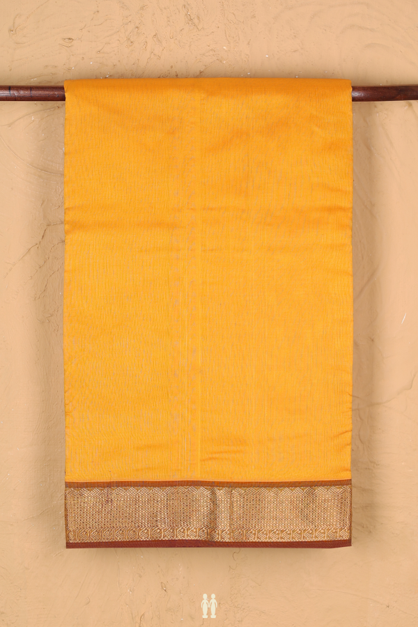 Nine Yards Cotton Saree In Yellow With Contrast Border