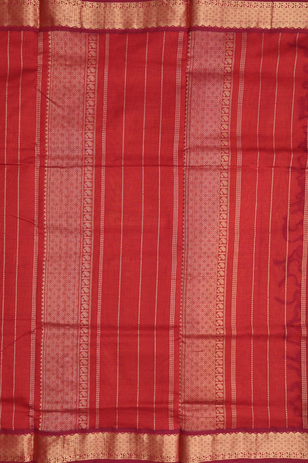 Nine Yards Cotton Saree In Yellow With Contrast Border