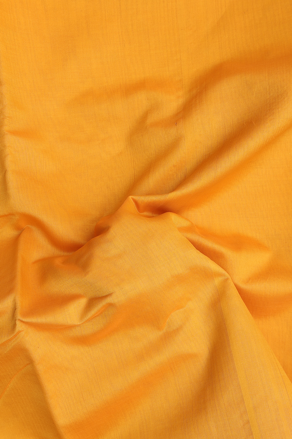 Nine Yards Cotton Saree In Yellow With Contrast Border