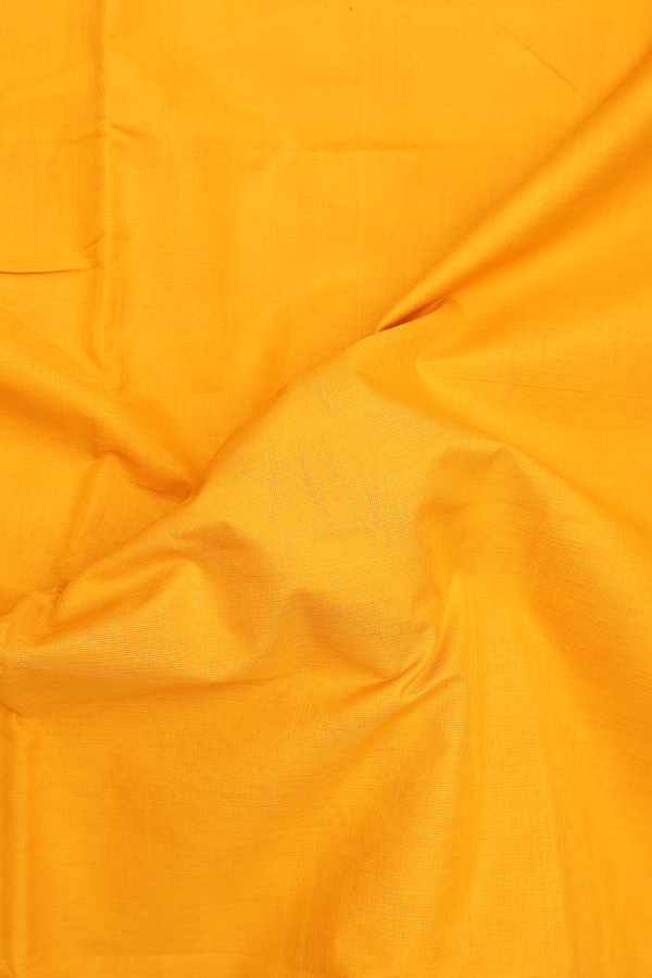 Nine Yards Cotton Saree In Mango Yellow With Contrast Border