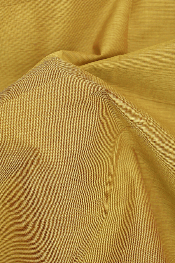 Nine Yards Cotton Saree Olive Yellow With Ganga Jamuna Border