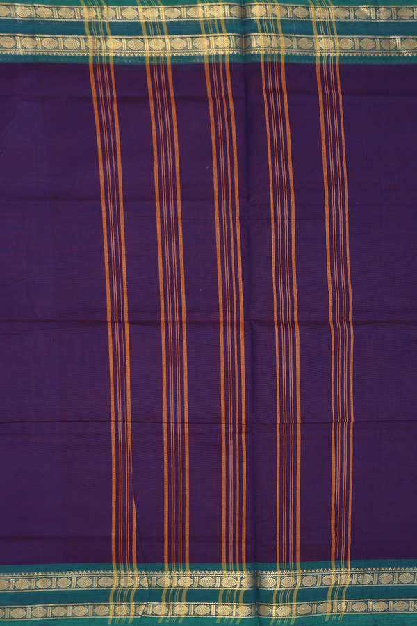 Nine Yards Cotton Saree In Regal Purple With Contrast Border