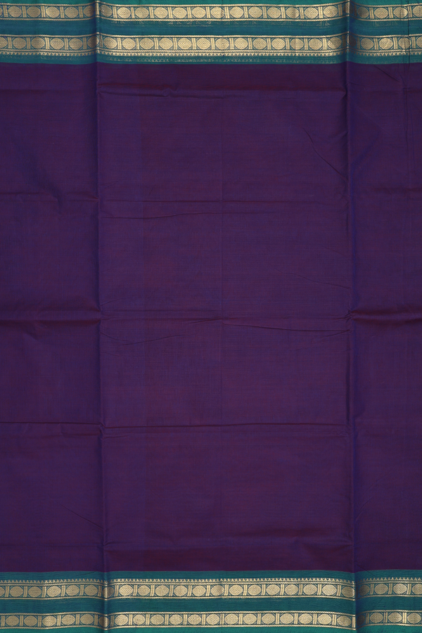 Nine Yards Cotton Saree In Regal Purple With Contrast Border