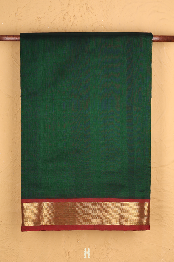 Nine Yards Silk Cotton Saree Brick Brown With Contrast Borde
