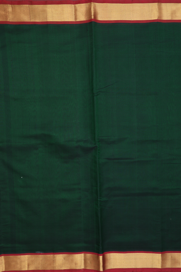 Nine Yards Silk Cotton Saree Brick Brown With Contrast Borde