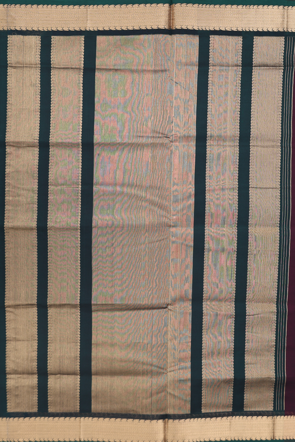 Nine Yards Silk Cotton Saree In Coffee Brown With Zari Buttas