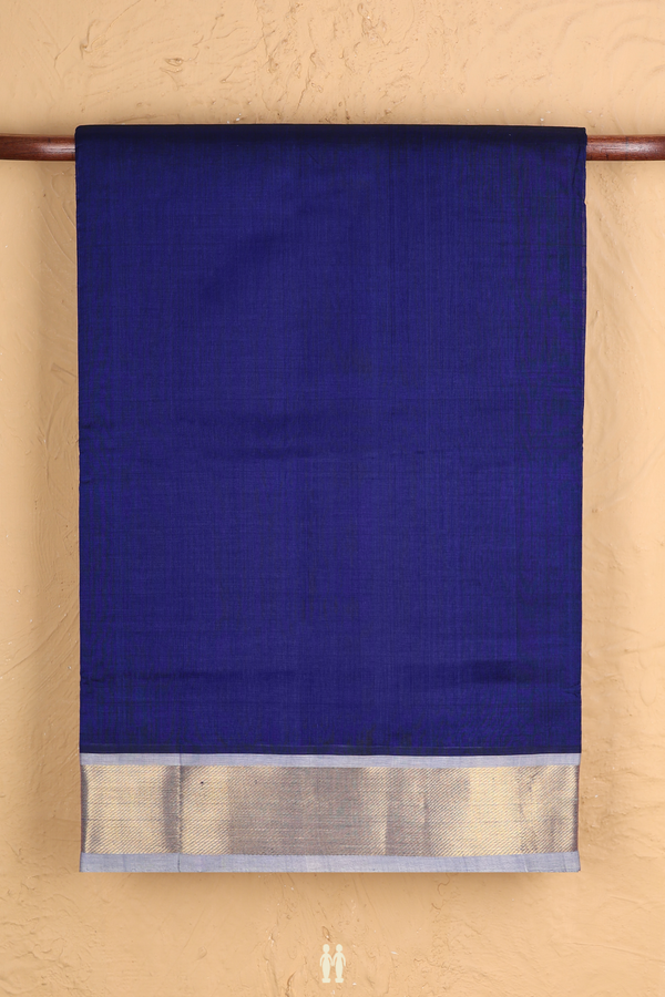 Nine Yards Silk Cotton Saree In Blue With Twill Weave Border