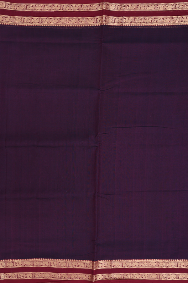 Nine Yards Silk Cotton Saree In Brown With Rettai Pettu Border