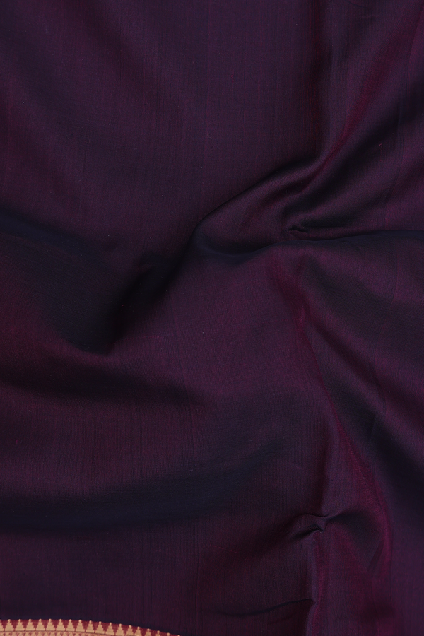 Nine Yards Silk Cotton Saree In Brown With Rettai Pettu Border