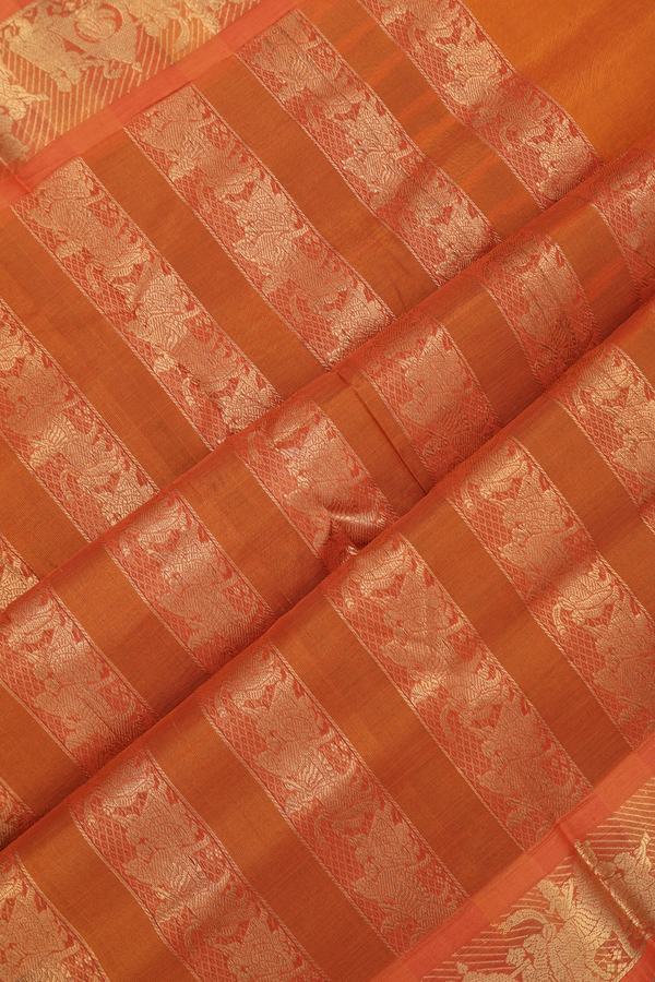 Nine Yards Silk Cotton Saree In Forest Green With Zari Butta