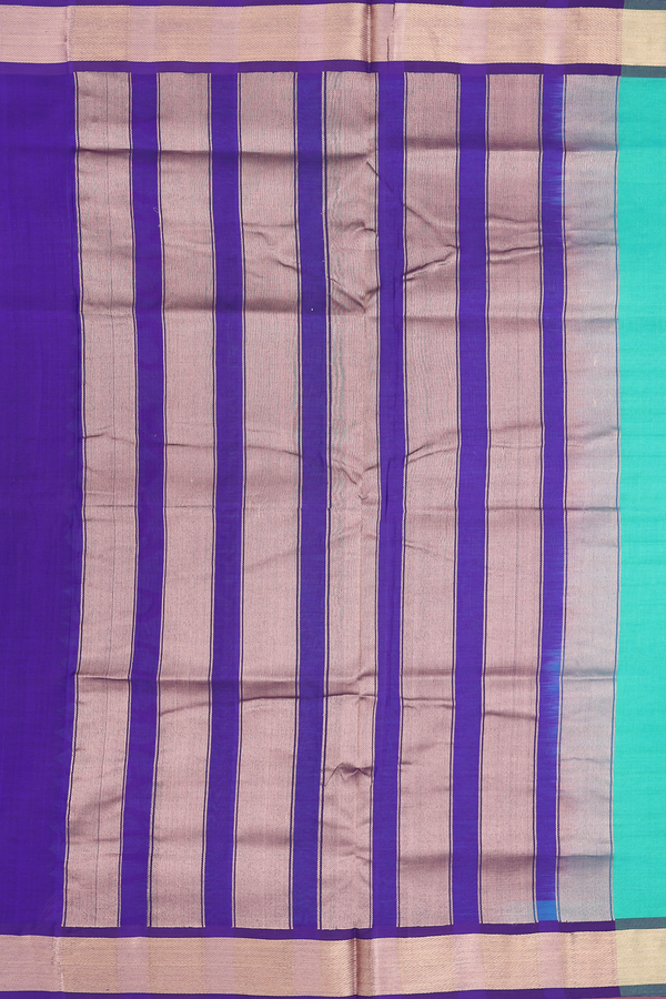 Nine Yards Silk Cotton Saree In Green With Twill Weave Border