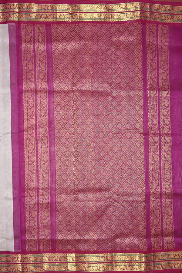 Nine Yards Silk Cotton Saree In Grey With Contrast Border