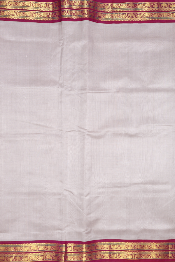 Nine Yards Silk Cotton Saree In Grey With Contrast Border