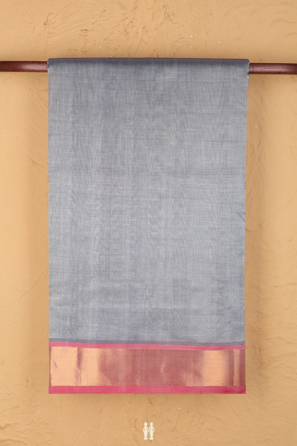 Nine Yards Silk Cotton Saree In Grey With Contrast Border