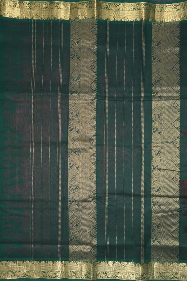 Nine Yards Silk Cotton Saree In Magenta With Zari Buttas