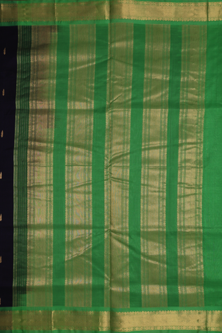 Nine Yards Silk Cotton Saree In Midnight Blue With Zari Butti