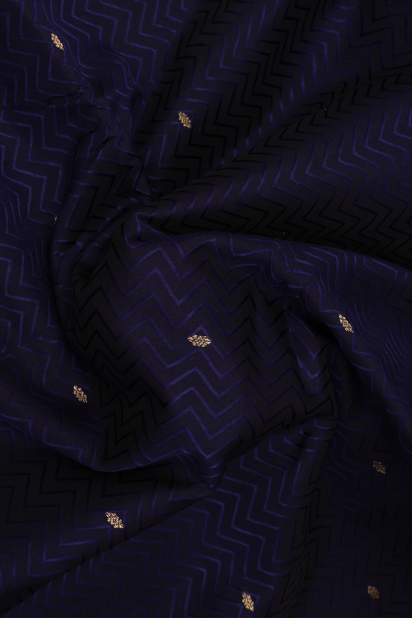 Nine Yards Silk Cotton Saree In Midnight Blue With Zari Butti