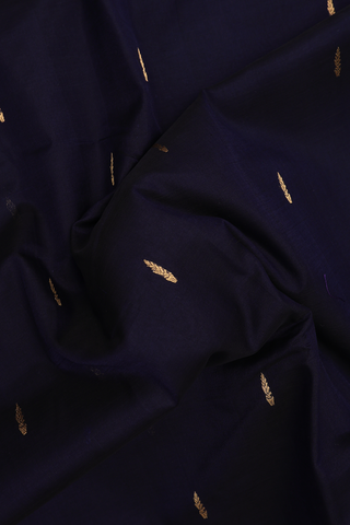 Nine Yards Silk Cotton Saree In Midnight Blue With Zari Butti