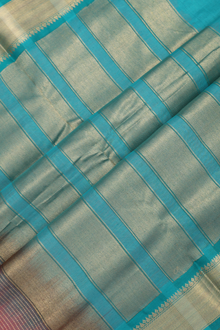 Nine Yards Silk Cotton Saree In Orange With Zari Border