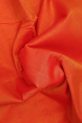 Nine Yards Silk Cotton Saree In Orange With Zari Border