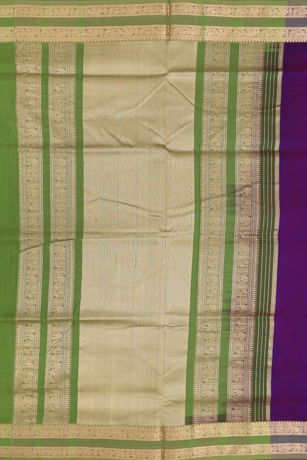 Nine Yards Silk Cotton Saree In Purple With Contrast Border