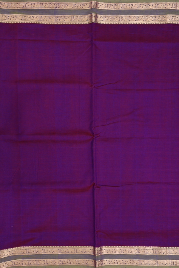 Nine Yards Silk Cotton Saree In Purple With Contrast Border