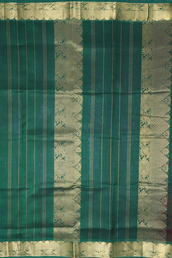 Nine Yards Silk Cotton Saree In Purple With Zari Buttas