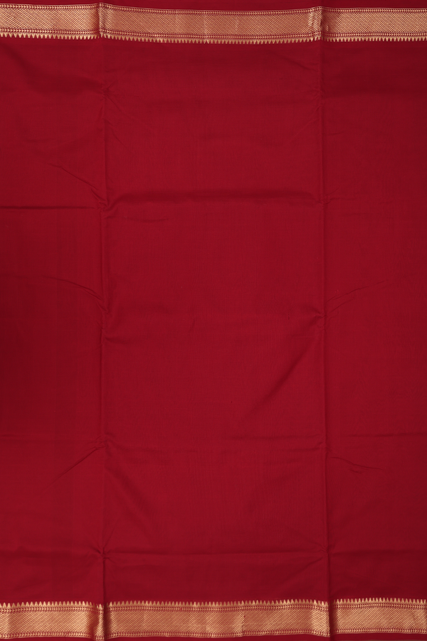 Nine Yards Silk Cotton Saree In Red With Twill Weave Border