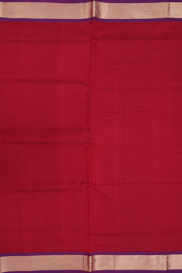 Nine Yards Silk Cotton Saree In Red With Twill Weave Border