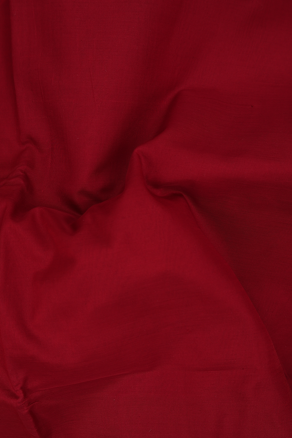 Nine Yards Silk Cotton Saree In Red With Twill Weave Border