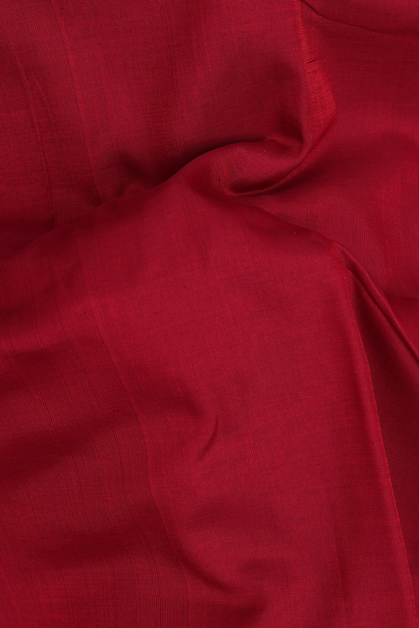 Nine Yards Silk Cotton Saree In Red With Twill Weave Border