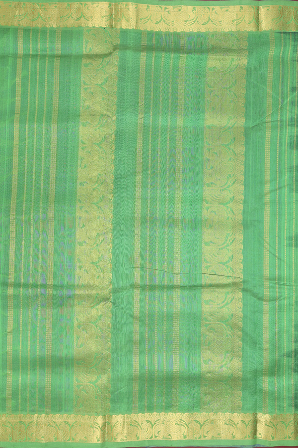 Nine Yards Silk Cotton Saree In Royal Blue With Zari Buttas