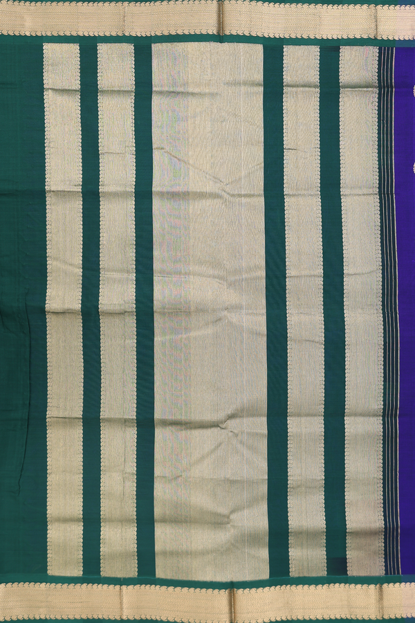 Nine Yards Silk Cotton Saree In Royal Blue With Zari Buttas