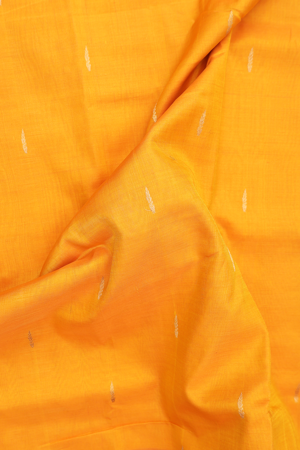 Nine Yards Silk Cotton Saree In Royal Orange With Zari Buttas