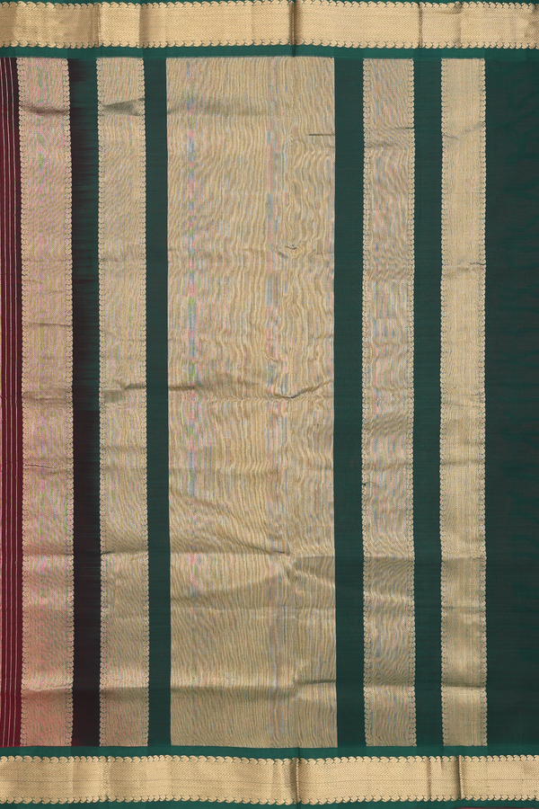 Nine Yards Silk Cotton Saree In Ruby Red With Zari Buttas