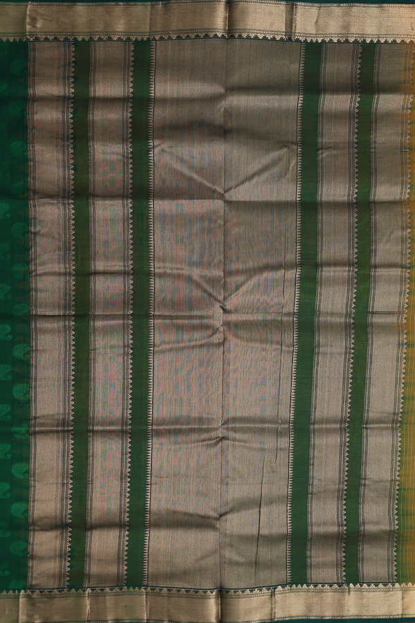 Nine Yards Silk Cotton Saree In Yellow With Paisley Design