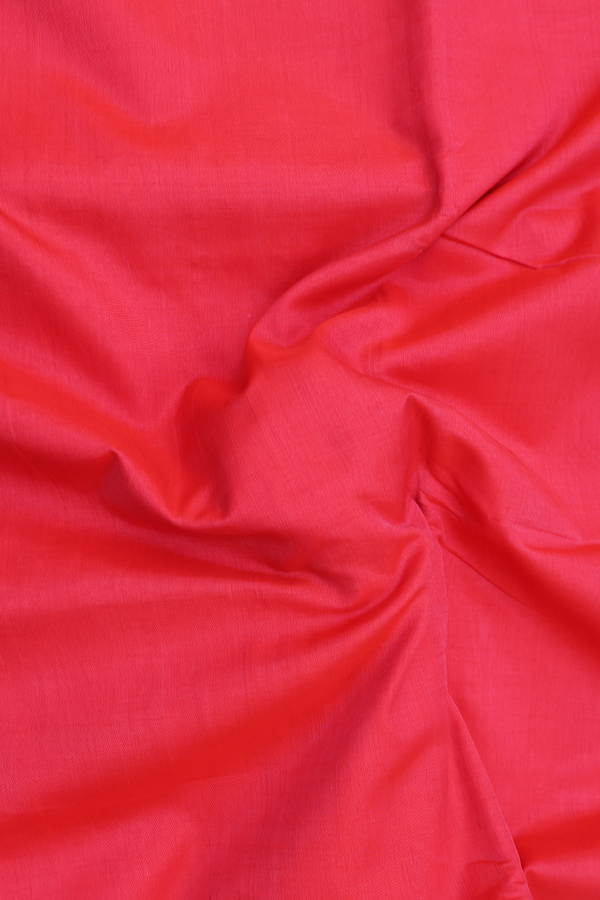 Nine Yards Silk Cotton Saree Pinkish Red With Contrast Border