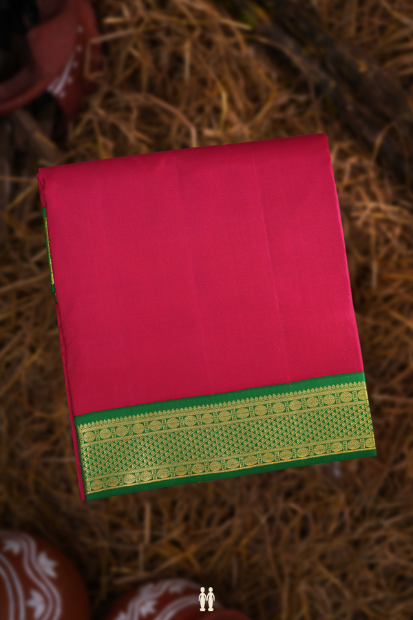 Nine Yards Silk Saree In Blush Red With Arai Maadam Border
