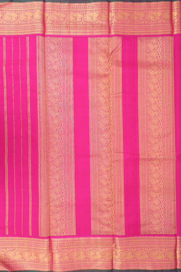 Nine Yards Silk Saree In Coral Pink With Checks Design